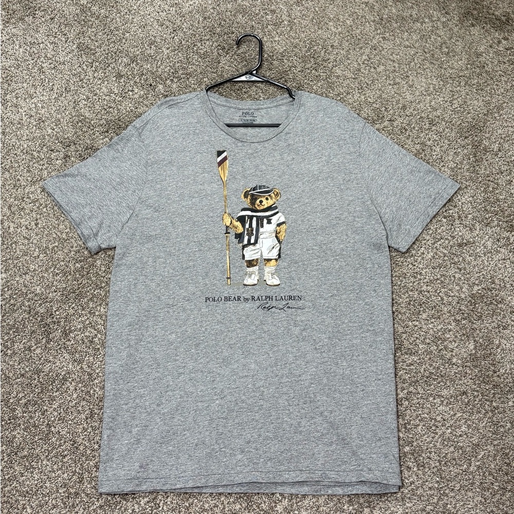 Polo Ralph Lauren Shirt Mens XL Gray Polo Bear Rowing Graphic Tee T-Shirt Oar